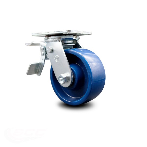 5 Inch Solid Polyurethane Caster with Roller Bearing and Total Lock Brake SCC